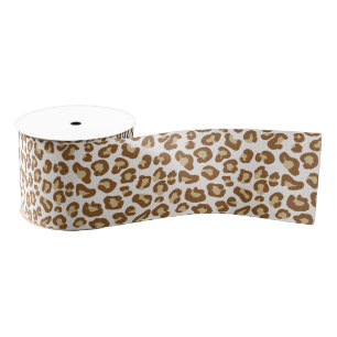 Schneeleopard Print, Beige, Tan und Creme Ripsband