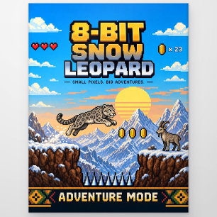 Schneeleopard, Retro-8-Bit-Pixelkunst Postkarte