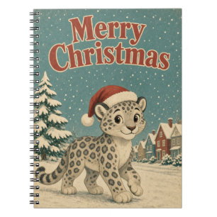 Schneeleopard Schnee Lane Tier Weihnachtsnotizbuch Notizblock