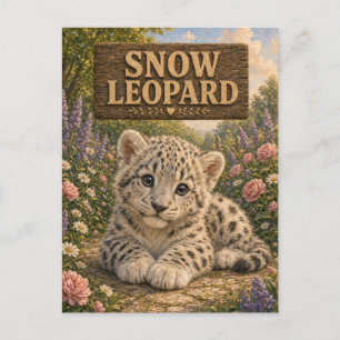 Schneeleopard Süßes Baby-Geschichtenbuch-Nursery-T Postkarte