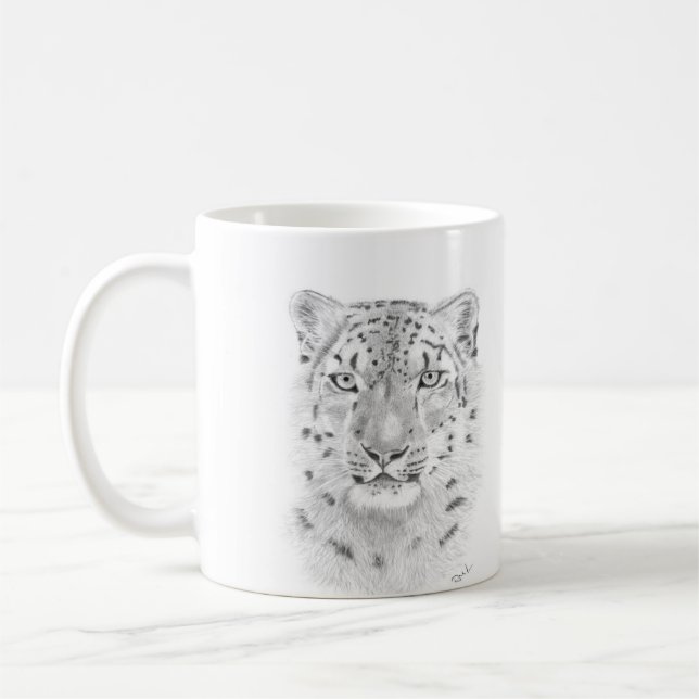 Schneeleopard - Tasse tierischer Kunst (Links)
