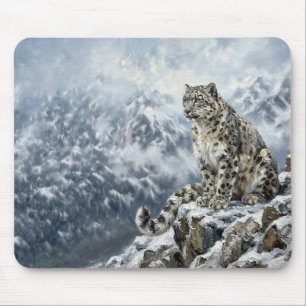 Schneeleopard-Totem-Mauspad - Feine Tierwelt-Kunst Mousepad