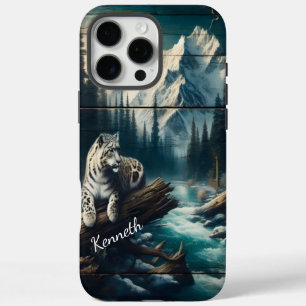 Schneeleopard unter Mondlicht iPhone 16 Pro Max Hülle