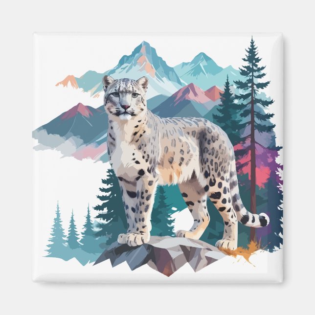Schneeleopard Vector Art Animal in Majestic Magnet (Vorne)
