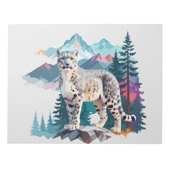 Schneeleopard Vector Art Animal in Majestic Notizblock (Vorderseite)