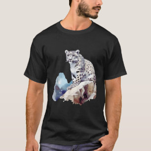 Schneeleopard Winter Berg Große Katze Wildtiere Mä T-Shirt