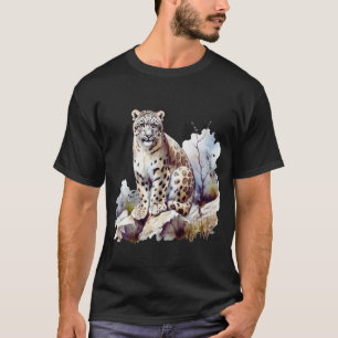 Schneeleopard Winter Berg Große Katze Wildtiere T-Shirt