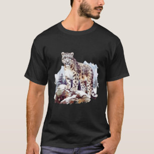 Schneeleopard Winter Berg Große Katze Wildtiere T-Shirt