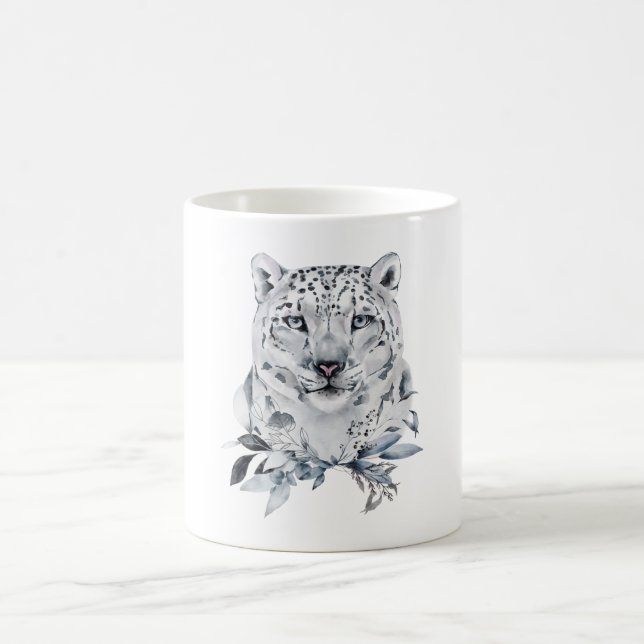 Schneeleopard, Winterwasserfarbe Kaffeetasse (Mittel)