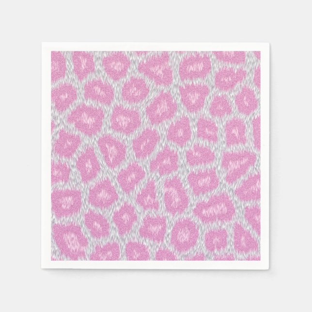 Schneeleoparden-Stil - Silver Pink Serviette (Vorderseite)