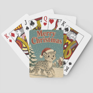 Schneeleoparden-Winterdorf-Tier-Weihnachten Spielkarten