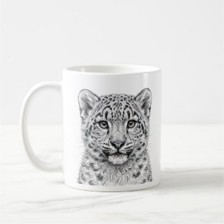 Schneeleopardenbaby-Tasse - Schwarze Tinten-Kunst Kaffeetasse