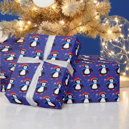 Schneeloser Winter-Pinguin  Geschenkpapier