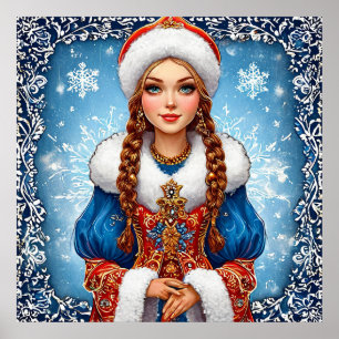 Schneemädchen Winter Wanddekoration für ein gemütl Poster