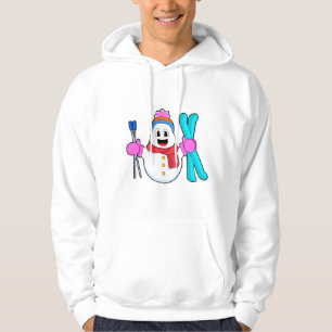 Schneemann als Skifahrer Hoodie