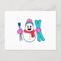 Schneemann als Skifahrer