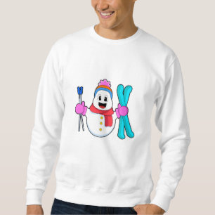Schneemann als Skifahrer Sweatshirt