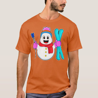 Schneemann als Skifahrer T-Shirt