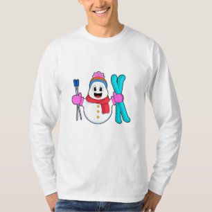 Schneemann als Skifahrer T-Shirt