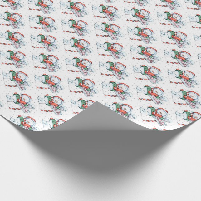Schneemann am Nordpol Geschenkpapier (Ecke)