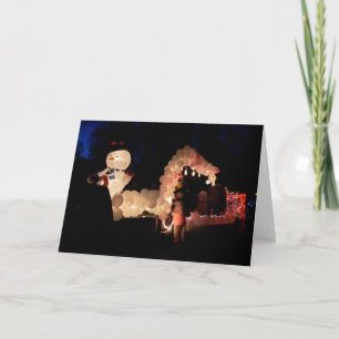 Schneemann an der Licht-Parade Feiertagskarte