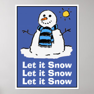 Schneemann an einem sonnigen Wintertag. Weihnachte Poster