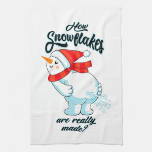 Schneemann anziehen, wie Schneeflocken wirklich ge Geschirrtuch