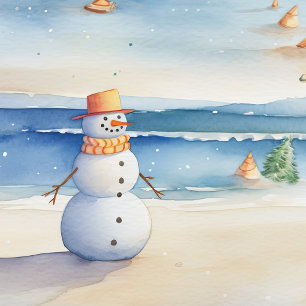 Schneemann auf dem Strandwappenpapier Geschenkpapier