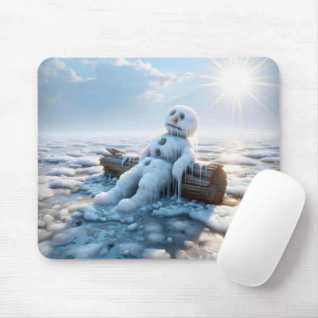 Schneemann auf Eis schmelzen Mousepad (Mit Mouse)