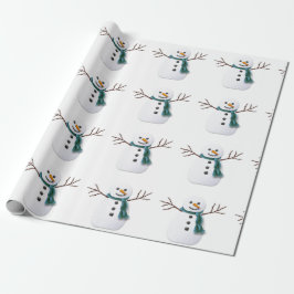 Schneemann auf Feiertags-Packpapier Geschenkpapier