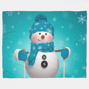 Schneemann auf Skis Fleecedecke