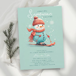 Schneemann auf Skis Winter Sports Aquamarin Boy Ba Einladung