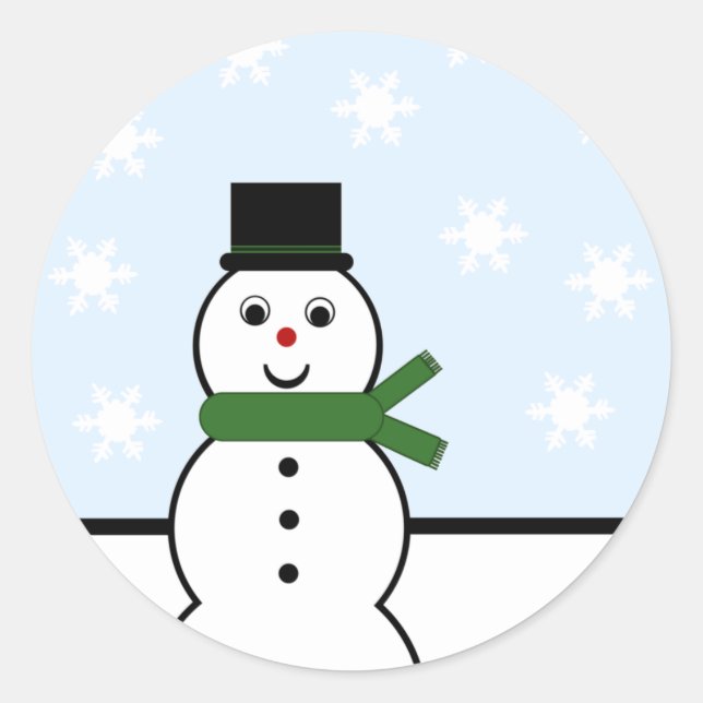 Schneemann-Aufkleber Runder Aufkleber (Vorderseite)
