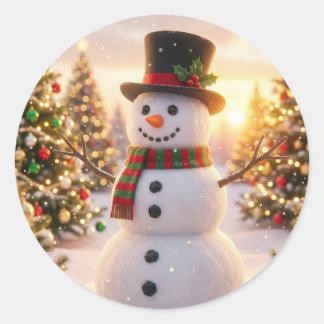 Schneemann-Aufkleber Weihnachtskollektion Runder Aufkleber