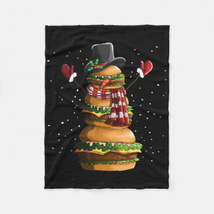Schneemann aus Burgers Cheeseburger Fast Food Chr Fleecedecke