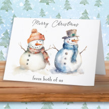 Schneemann aus uns beiden frohe Weihnachtsgrüße