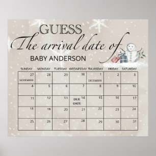 Schneemann-Baby-Party-Vorhersage-Datums-Kalender Poster