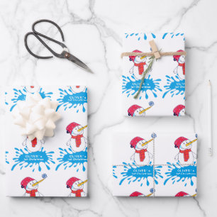 Schneemann Baby`s erstes Weihnachten Schneeflocke Geschenkpapier Set
