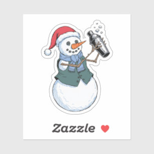 Schneemann Barkeeper Weihnachten 2026 Feiertags-Co Aufkleber