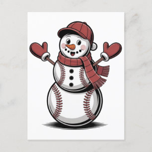 Schneemann Baseball Weihnachten Sportliebhaber  Einladungspostkarte