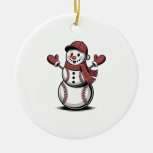 Schneemann Baseball Weihnachten Sportliebhaber Keramik Ornament
