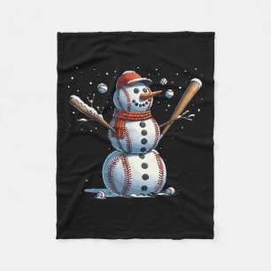 Schneemann Baseball Weihnachten Winter  Fleecedecke