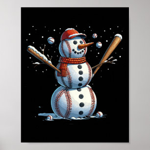 Schneemann Baseball Weihnachten Winter  Poster