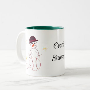 Schneemann Baseballtrainer personalisierte Kaffeet Zweifarbige Tasse