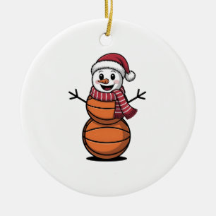 Schneemann Basketball Weihnachten Sportliebhaber  Keramik Ornament