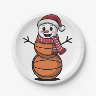 Schneemann Basketball Weihnachten Sportliebhaber  Pappteller