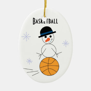 Schneemann Basketballspieler Keramikornament