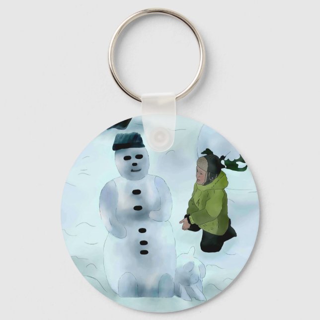 Schneemann bauen schlüsselanhänger (Vorderseite)