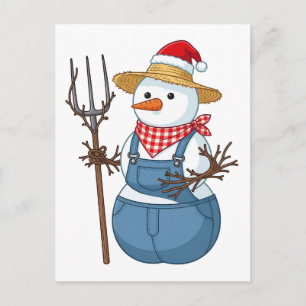 Schneemann Bauer Weihnachten 2026 Ferienbauernhof Postkarte