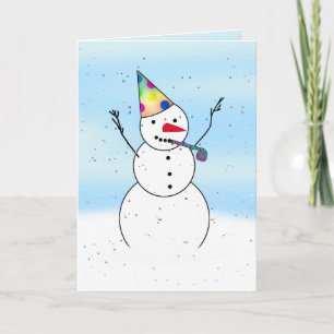 Schneemann bereit für ein Party! Feiertagskarte